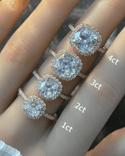 Cushion Cut Moissanite Halo Pavé Ring