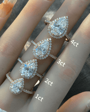 Pear Cut Moissanite Halo Pavé Ring