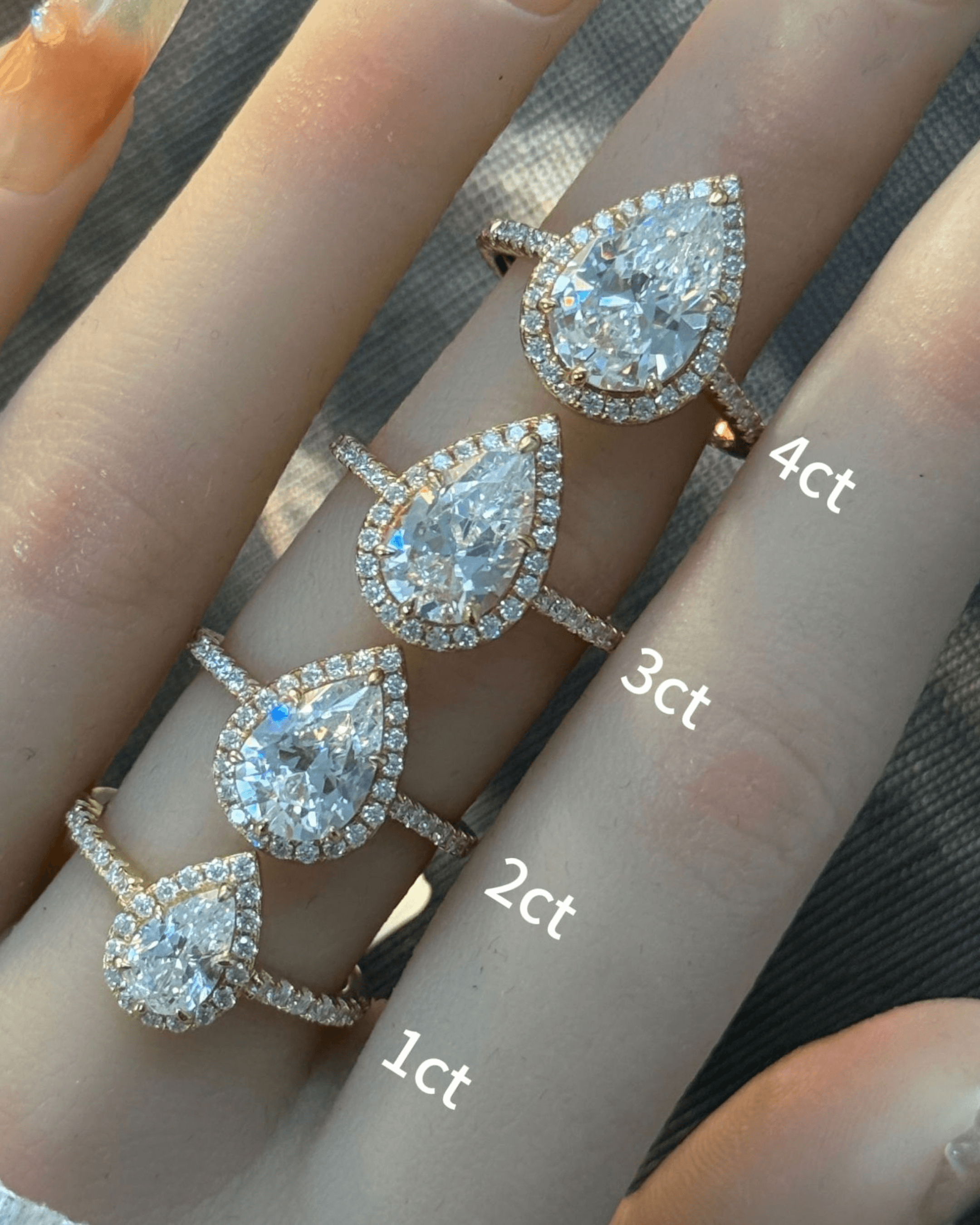 Pear Cut Moissanite Halo Pavé Ring