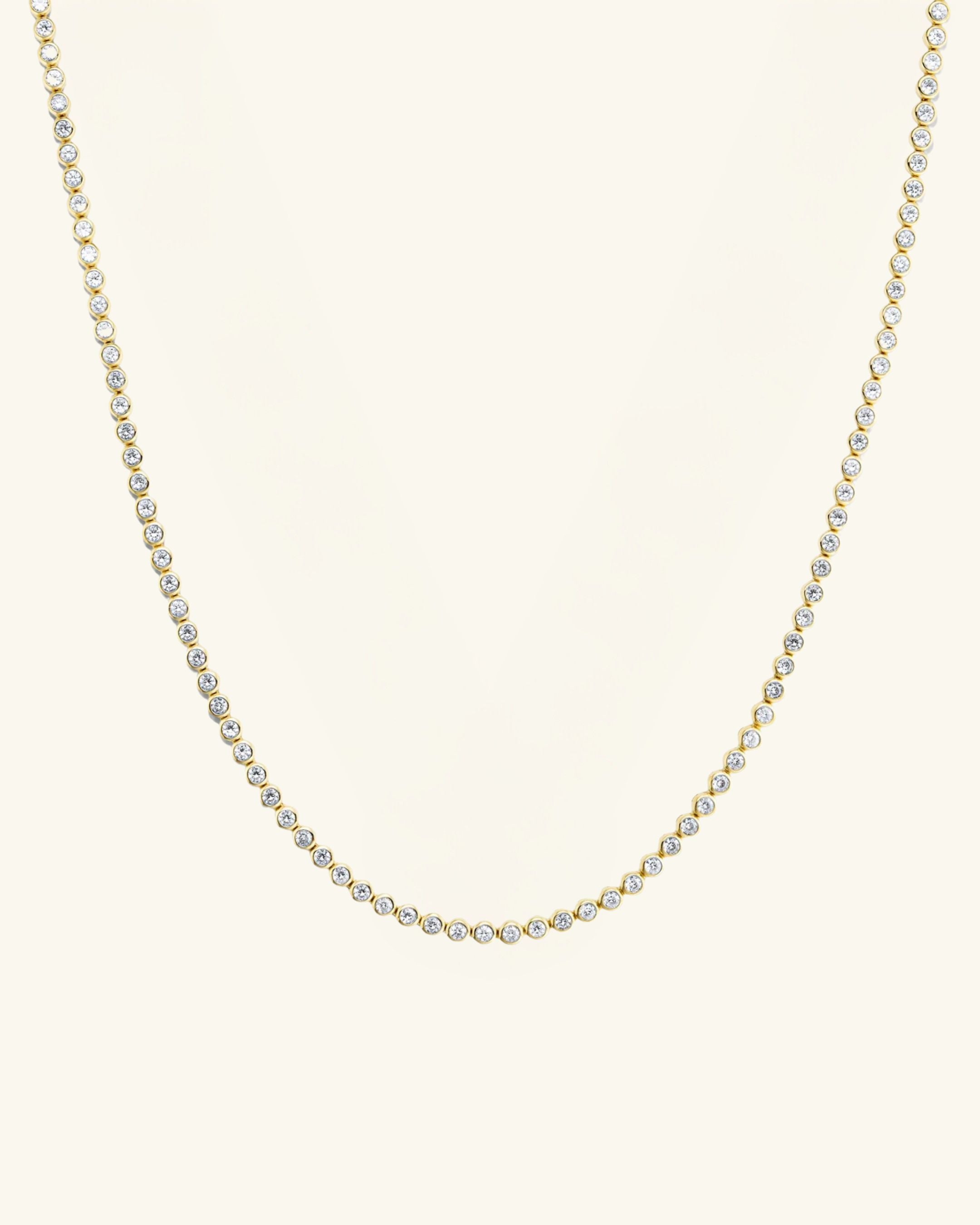Bezel Moissanite Tennis Necklace 3mm