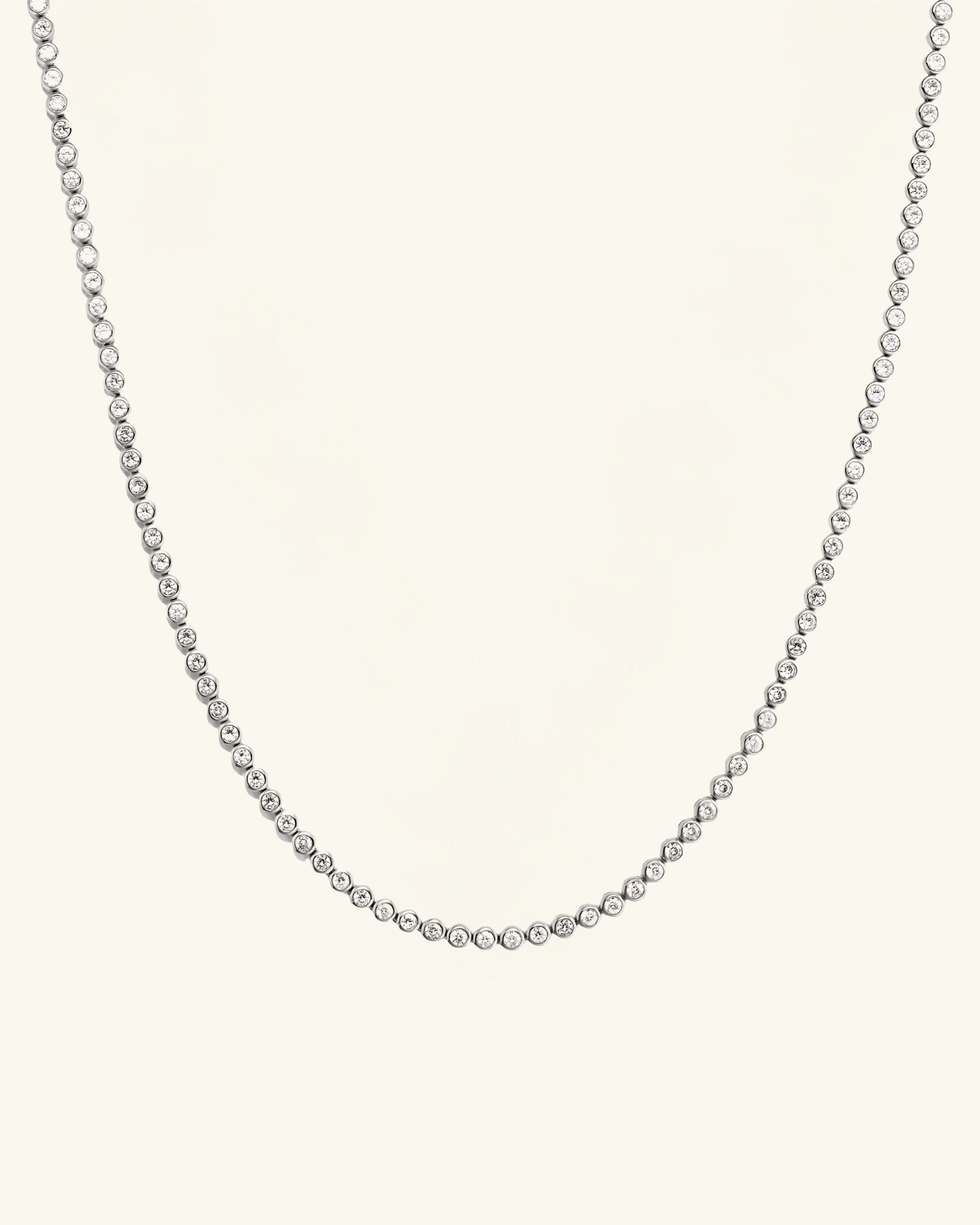 Bezel Moissanite Tennis Necklace 3mm