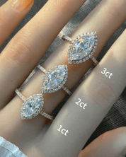 Marquise Cut Moissanite Halo Pavé Ring