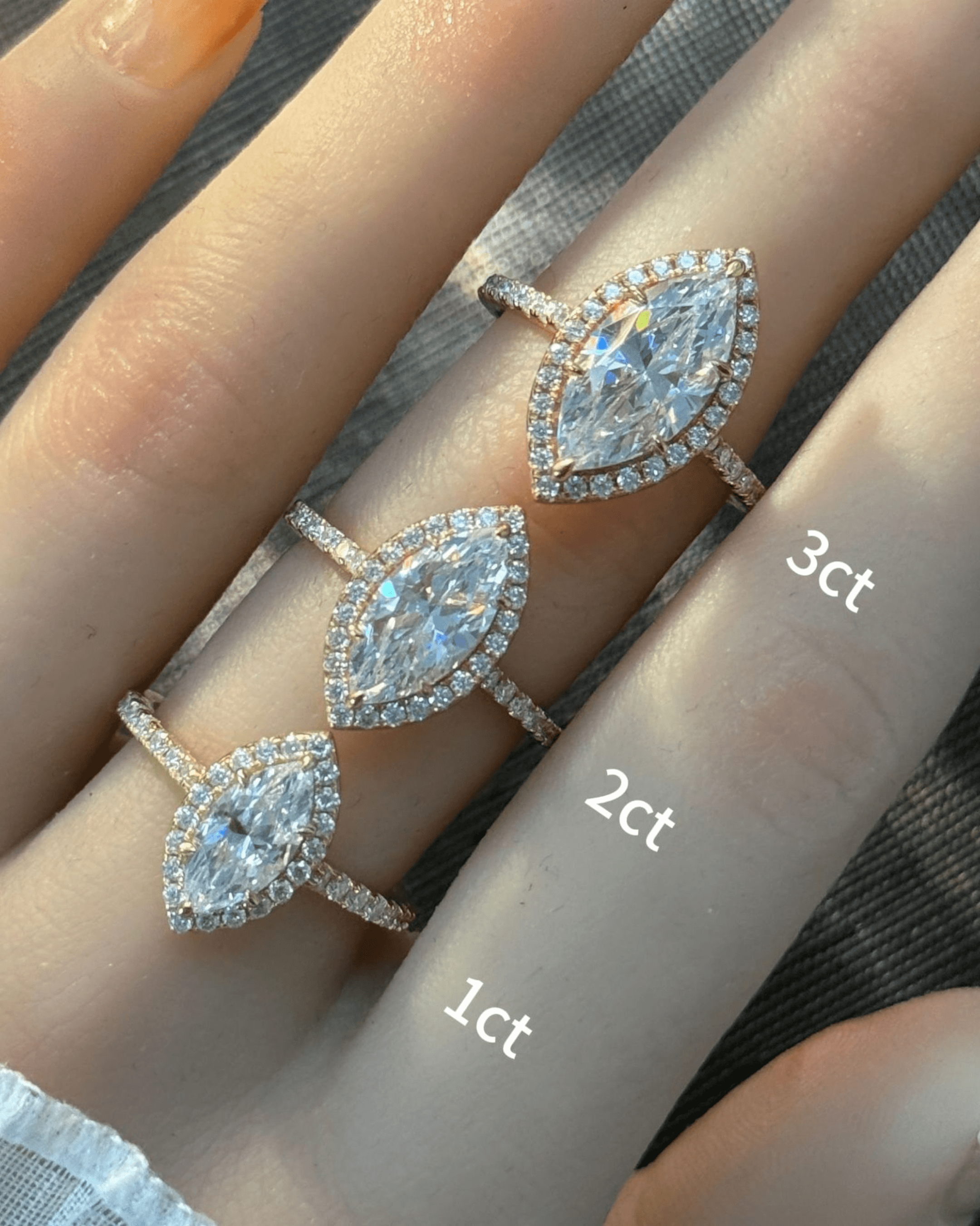 Marquise Cut Moissanite Halo Pavé Ring