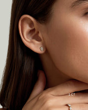 Emerald Cut Bezel Moissanite Stud Earrings