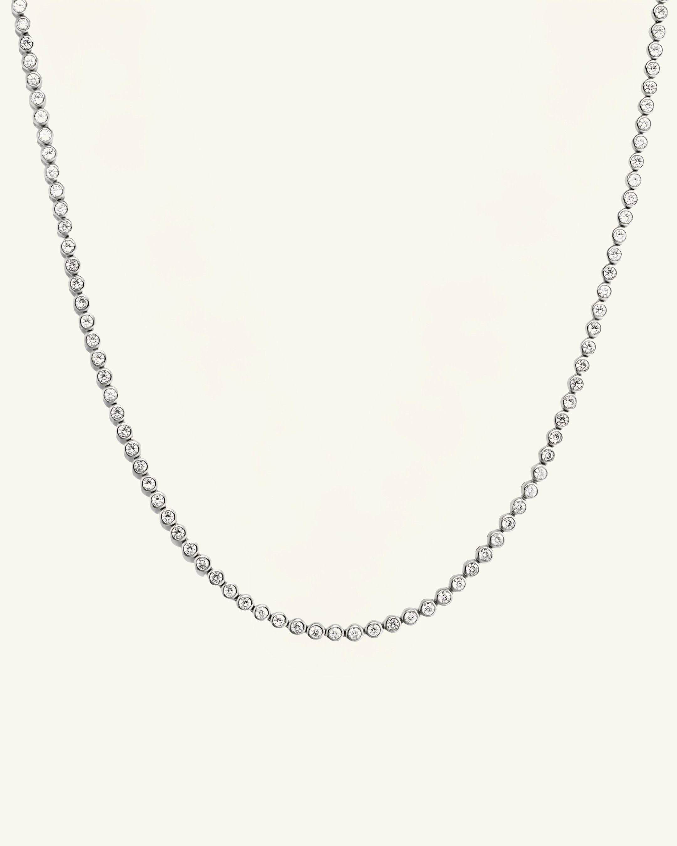 Bezel Moissanite Tennis Necklace 4mm