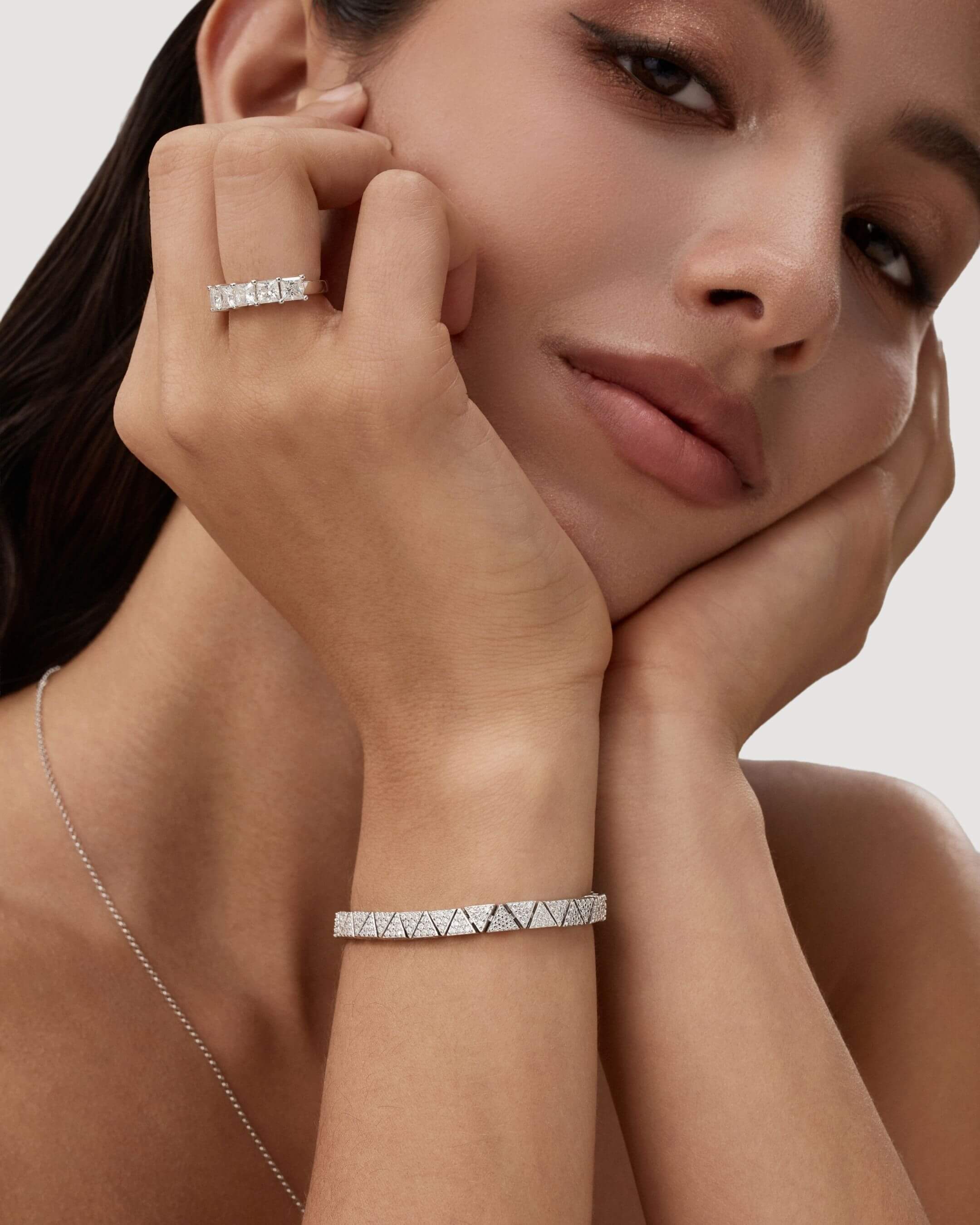4mm Moissanite Princess Cut Half Eternity Ring