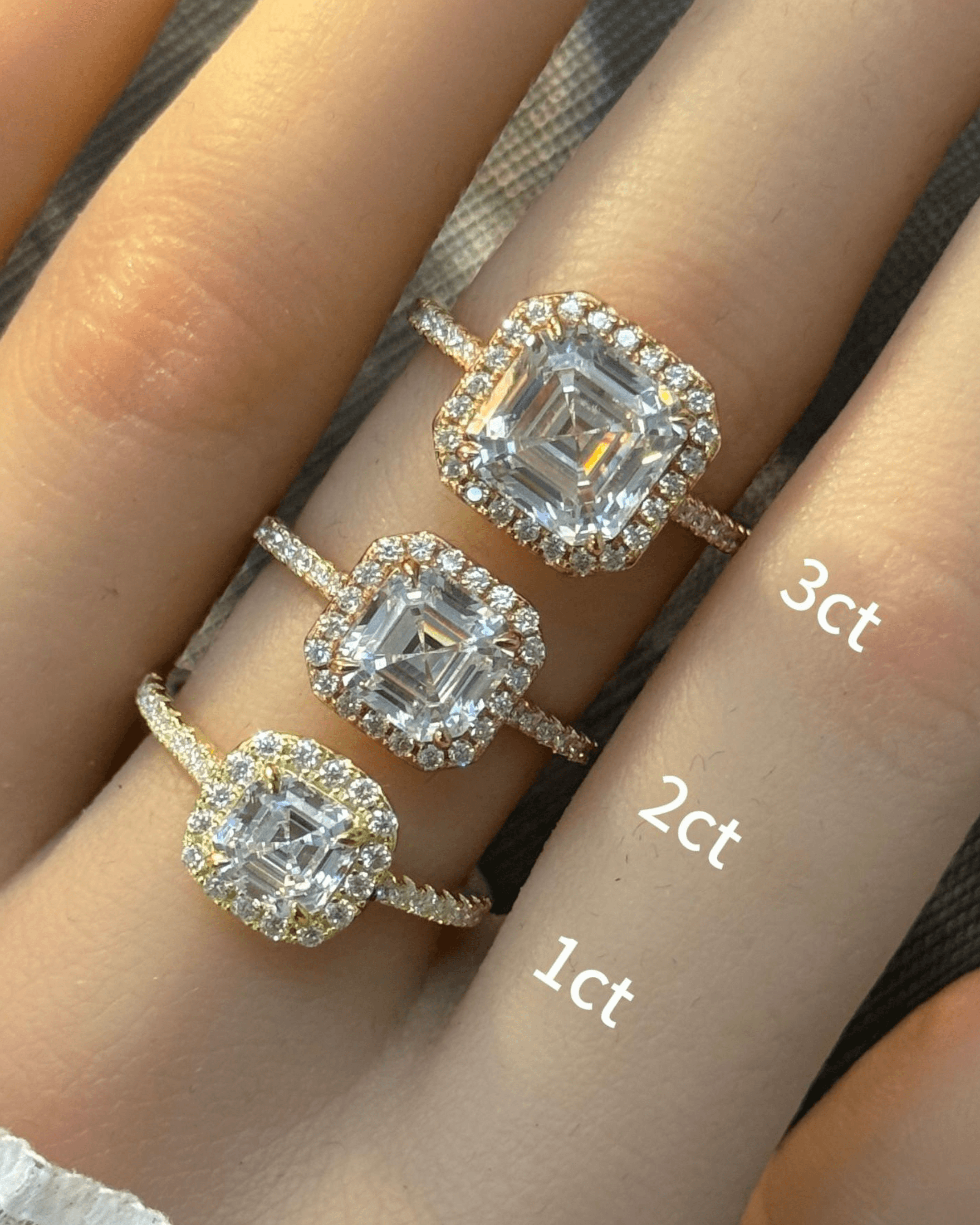 Asscher Cut Moissanite Halo Pavé Ring