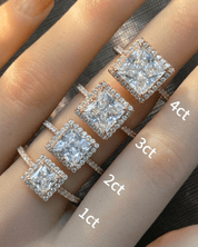 Princess Cut Moissanite Halo Pavé Ring