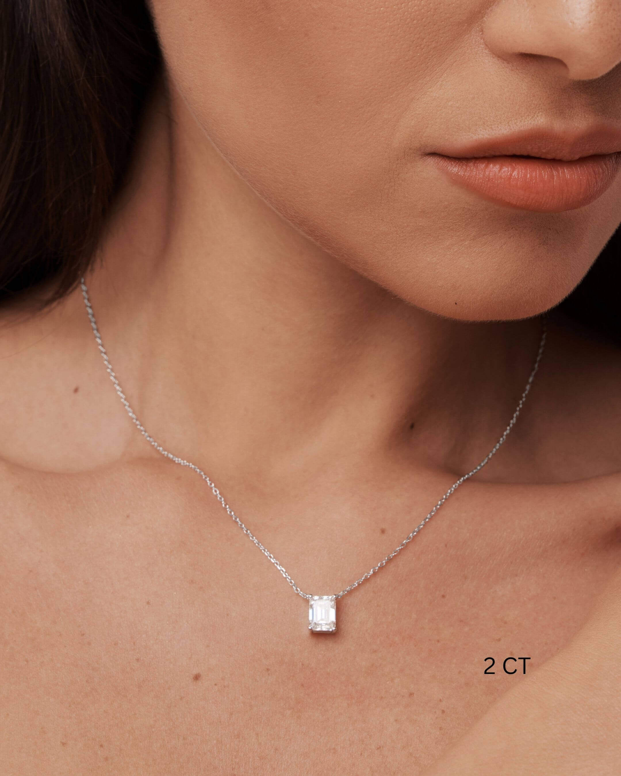 Emerald Cut Moissanite Necklace