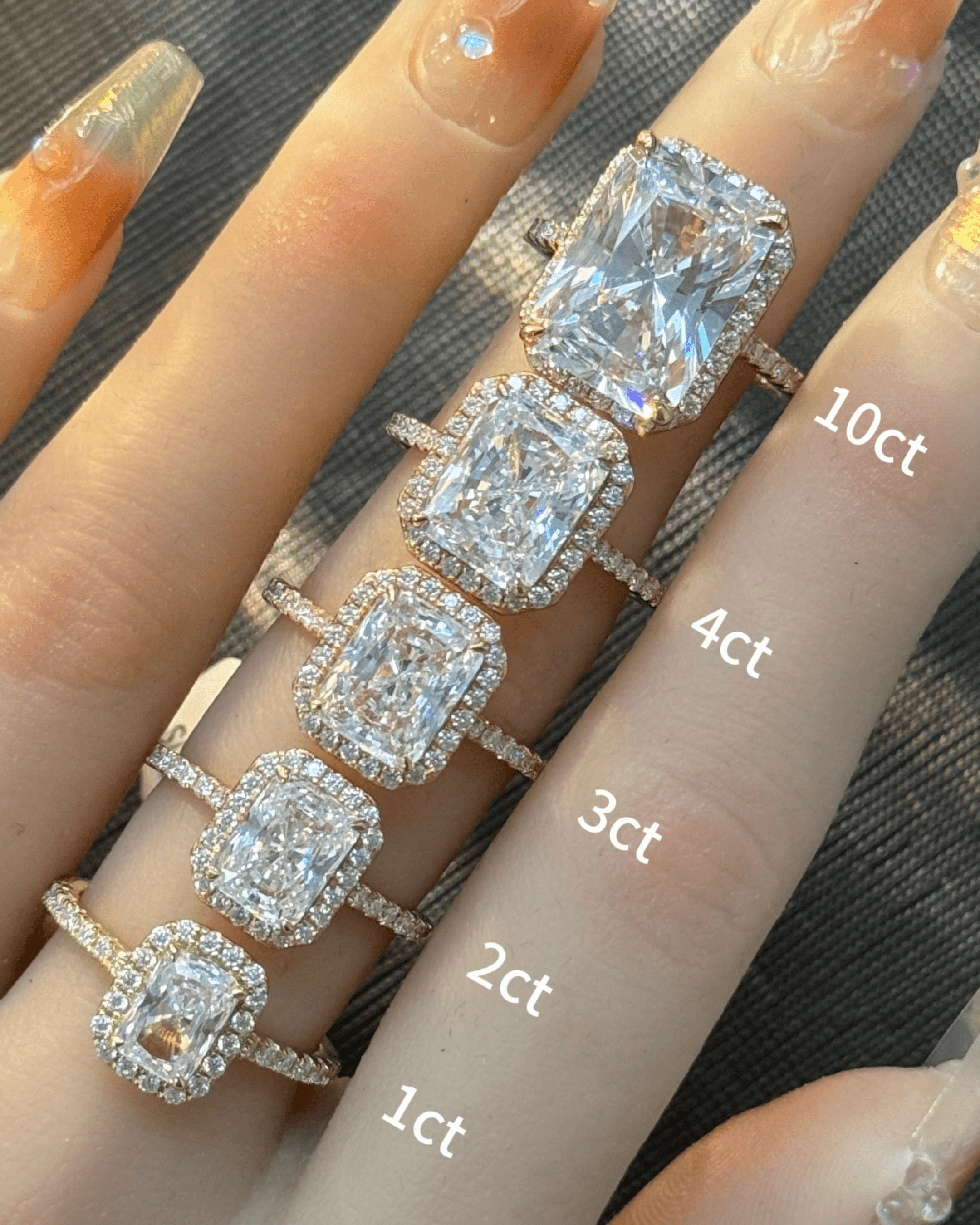 Radiant Cut Moissanite Halo Pavé Ring