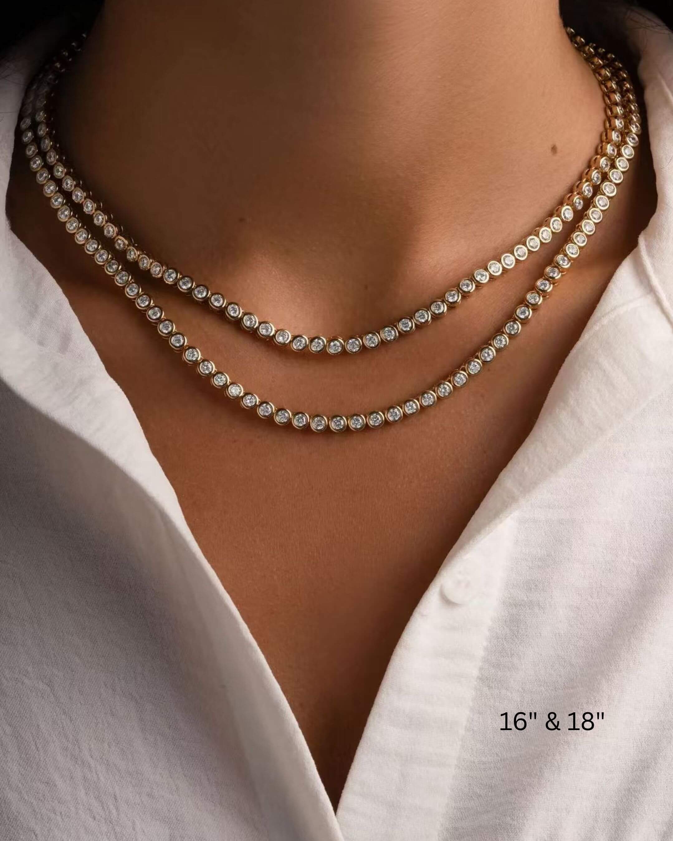 Bezel Moissanite Tennis Necklace 4mm