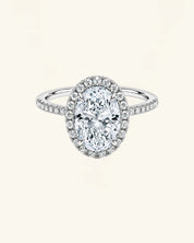 Oval Cut Moissanite Halo Pavé Ring