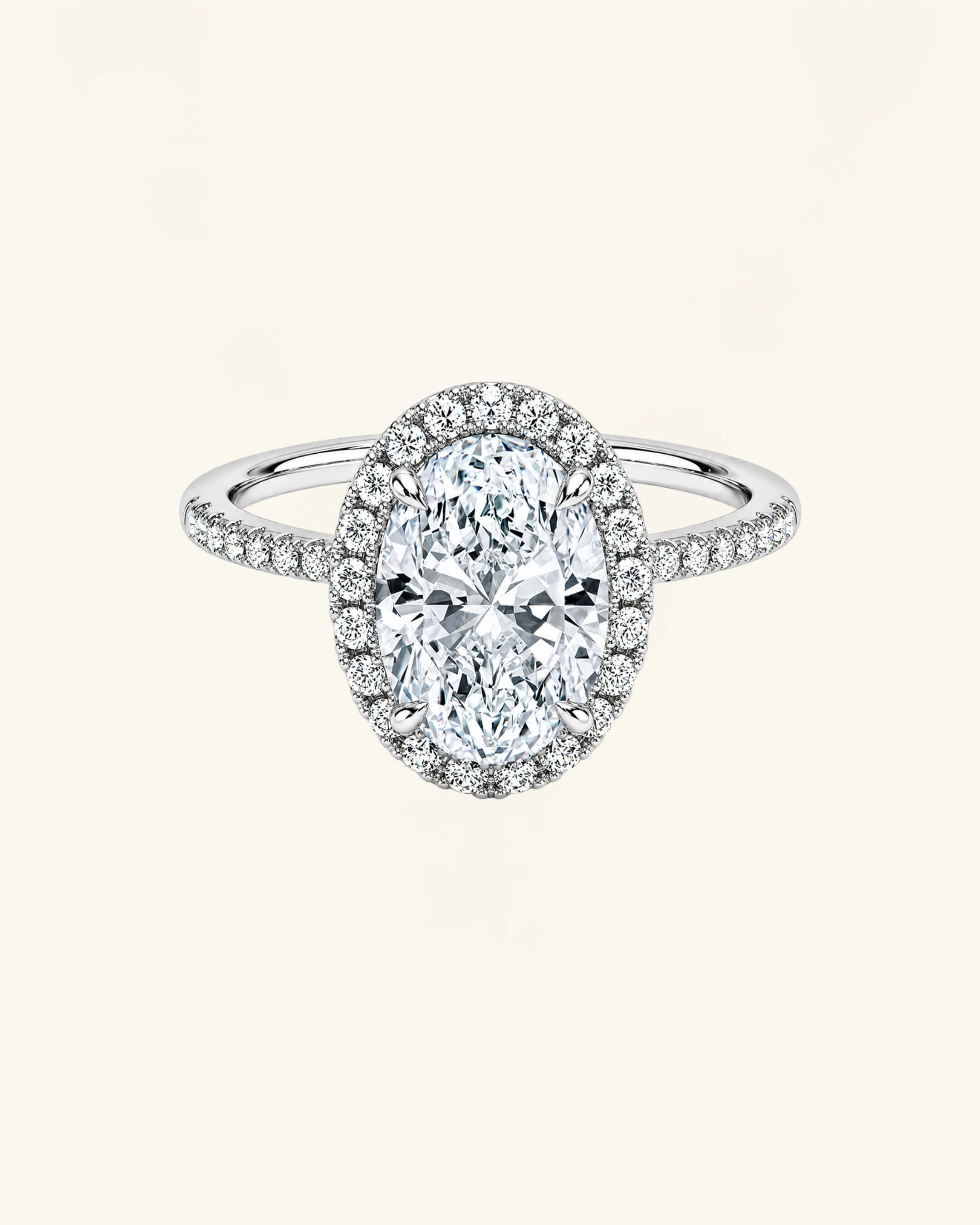 Oval Cut Moissanite Halo Pavé Ring