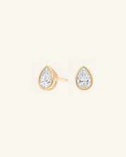 Pear Cut Bezel Moissanite Stud Earrings