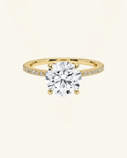 Round Cut Pavé Hidden Halo Moissanite Ring