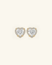 Heart Cut Halo Moissanite Stud Earrings