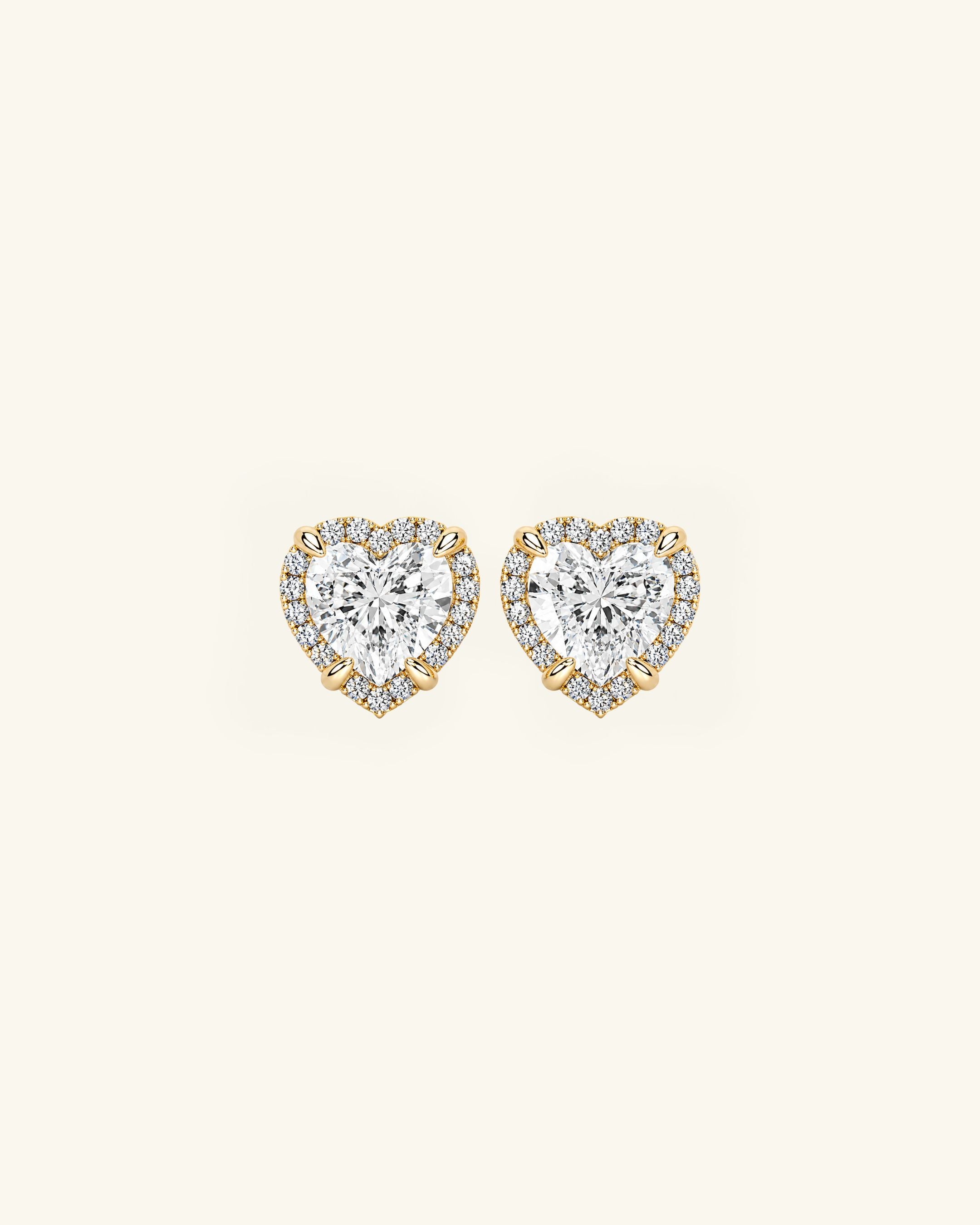 Heart Cut Halo Moissanite Stud Earrings