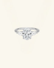 Three Stone Oval Cut Moissanite Ring