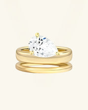 Pear-Cut Moissanite Double-Band Solitaire Ring