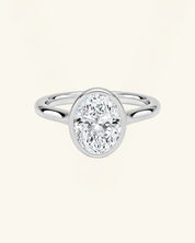 Oval-Cut Moissanite Bezel-Set Solitaire Ring
