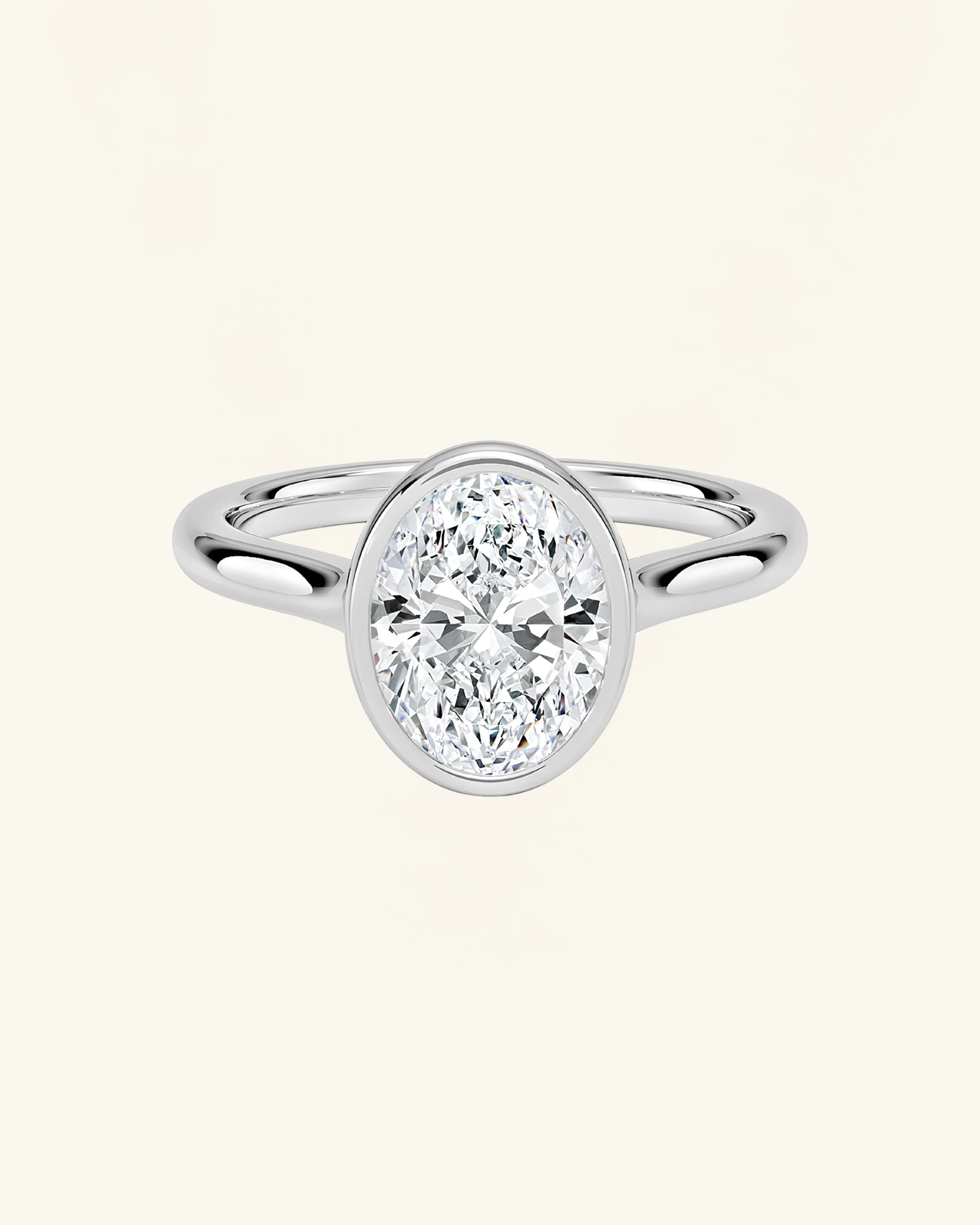 Oval Cut Bezel Solitaire Moissanite Ring