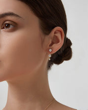 Floating Triple Moissanite Drop Earrings