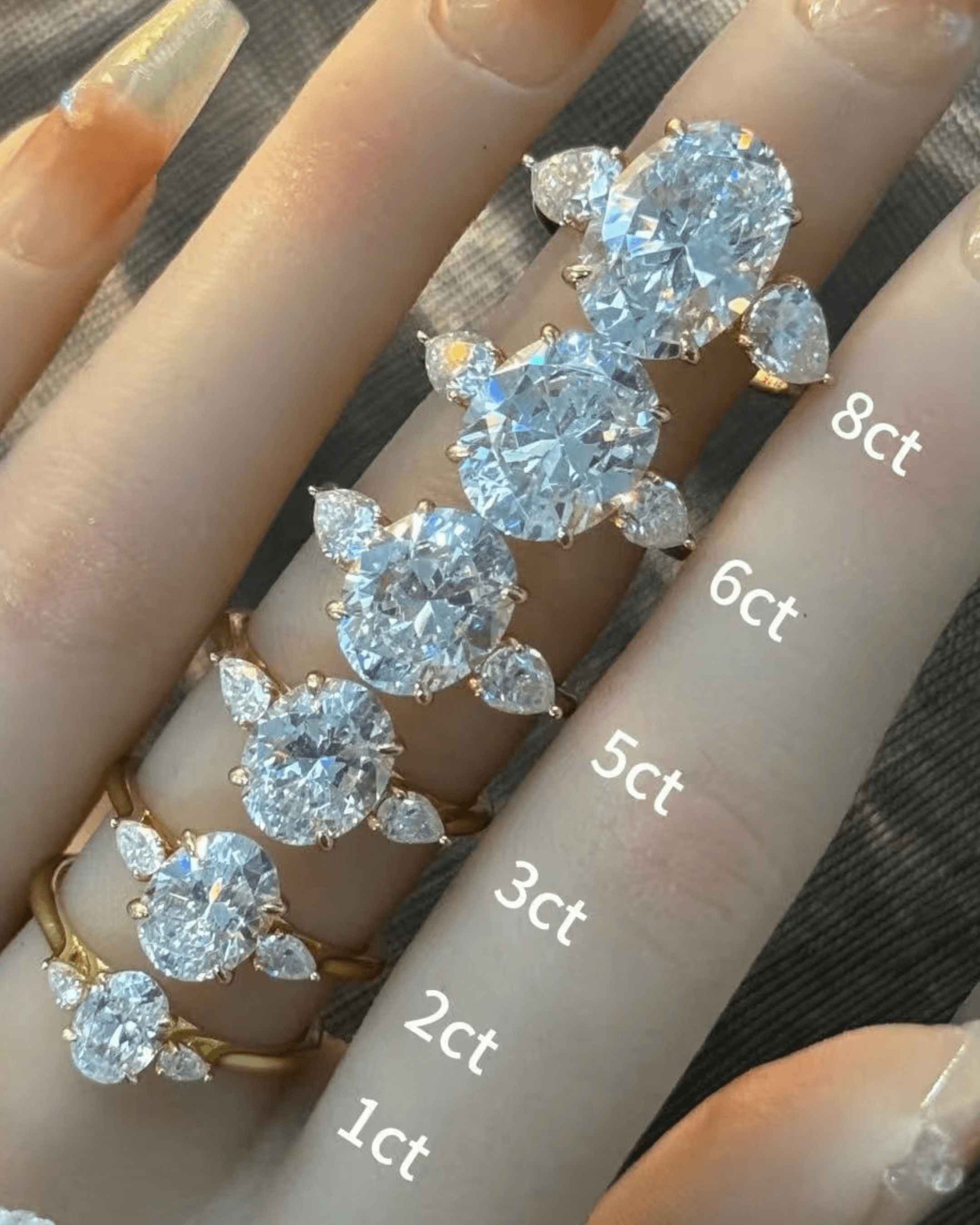 Three Stone Oval Cut Moissanite Ring