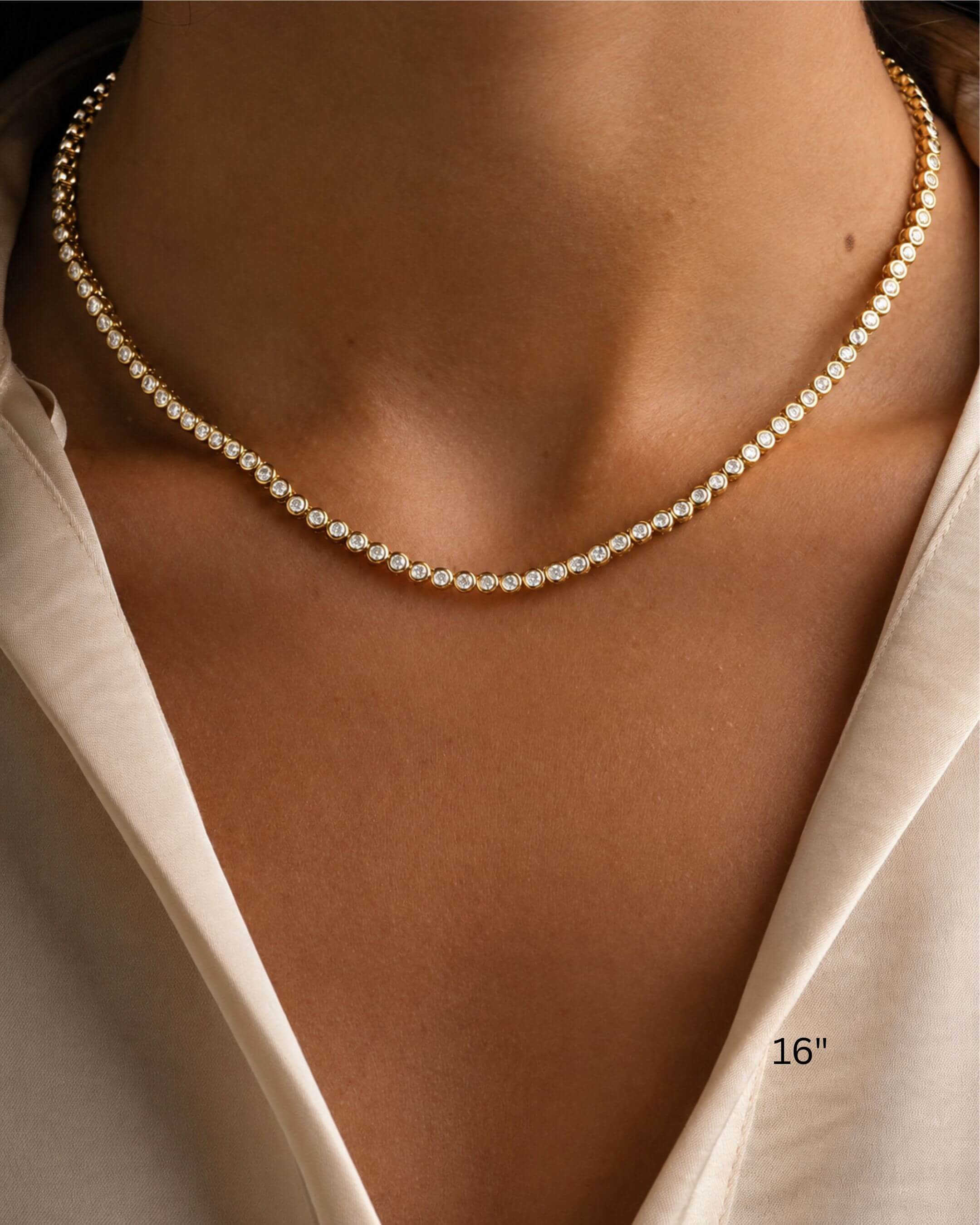 Bezel Moissanite Tennis Necklace 3mm