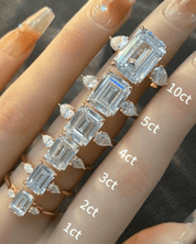 Three Stone Emerald Cut Moissanite Ring