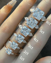 Three Stone Princess Cut Moissanite Ring