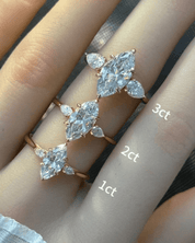 Three Stone Marquise Cut Moissanite Ring
