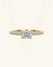 East West Radiant Solitaire Pavé Moissanite Ring