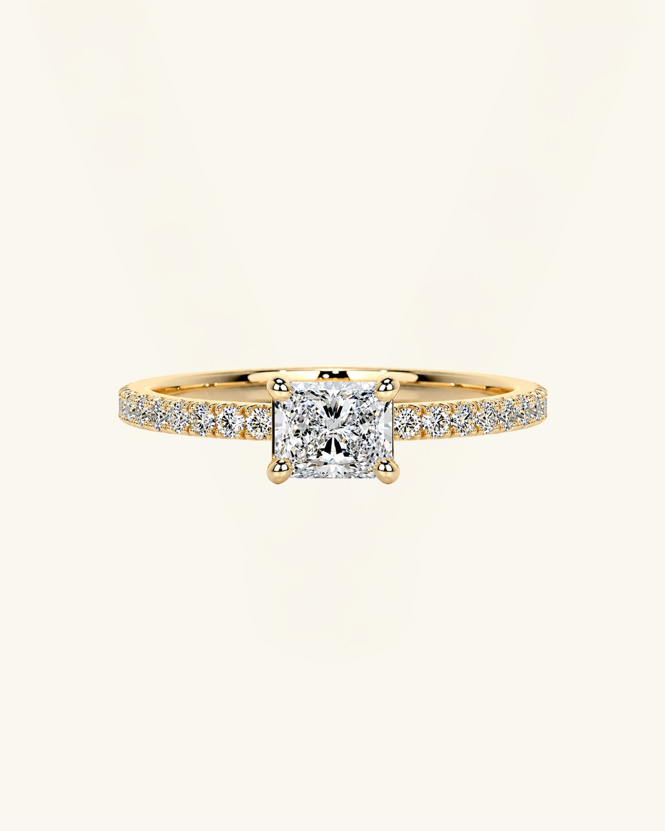 East West Radiant Solitaire Pavé Moissanite Ring