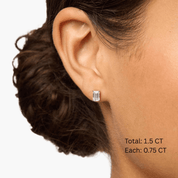 Emerald Cut Moissanite Stud Earrings
