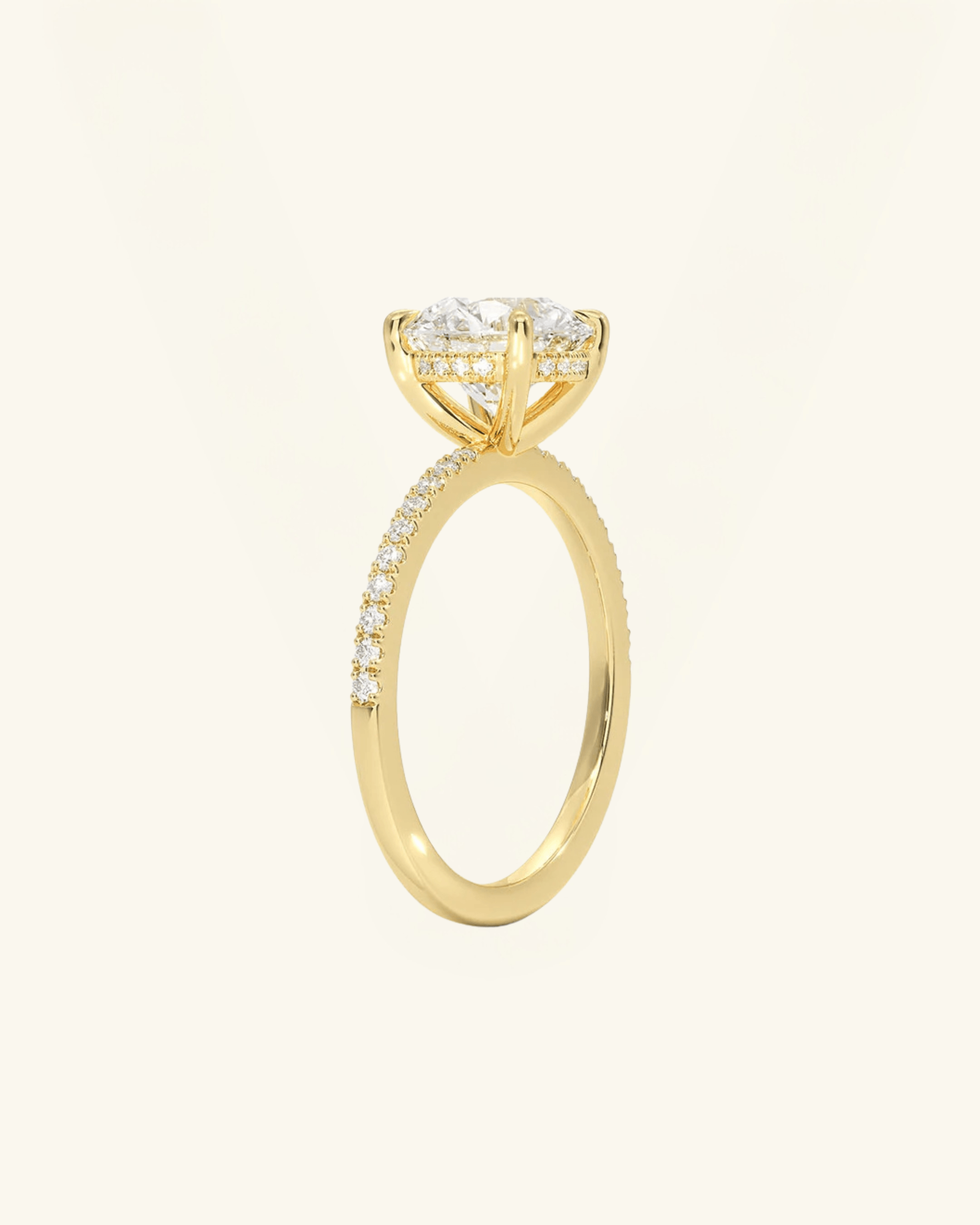 Round Cut Pavé Hidden Halo Moissanite Ring