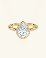 Pear-Cut Moissanite Bezel-Set Solitaire Ring