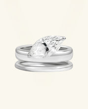 Marquise-Cut Moissanite Double-Band Solitaire Ring