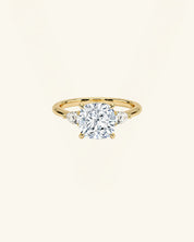 Three Stone Cushion Cut Moissanite Ring