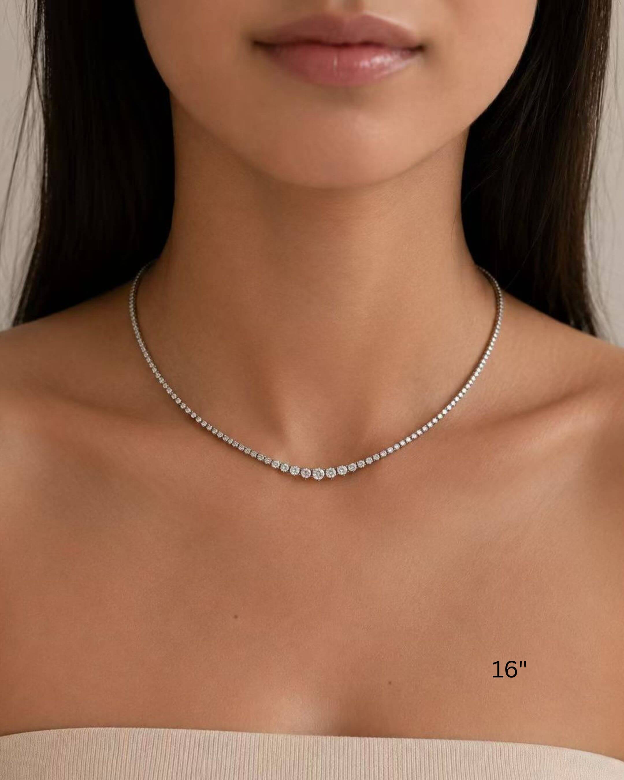 Graduated Moissanite Tennis Necklace 2mm
