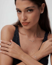 Moissanite Cluster Bar Necklace