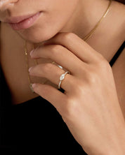 East West Marquise Solitaire Pavé Moissanite Ring