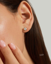 Cushion Cut Bezel Moissanite Stud Earrings