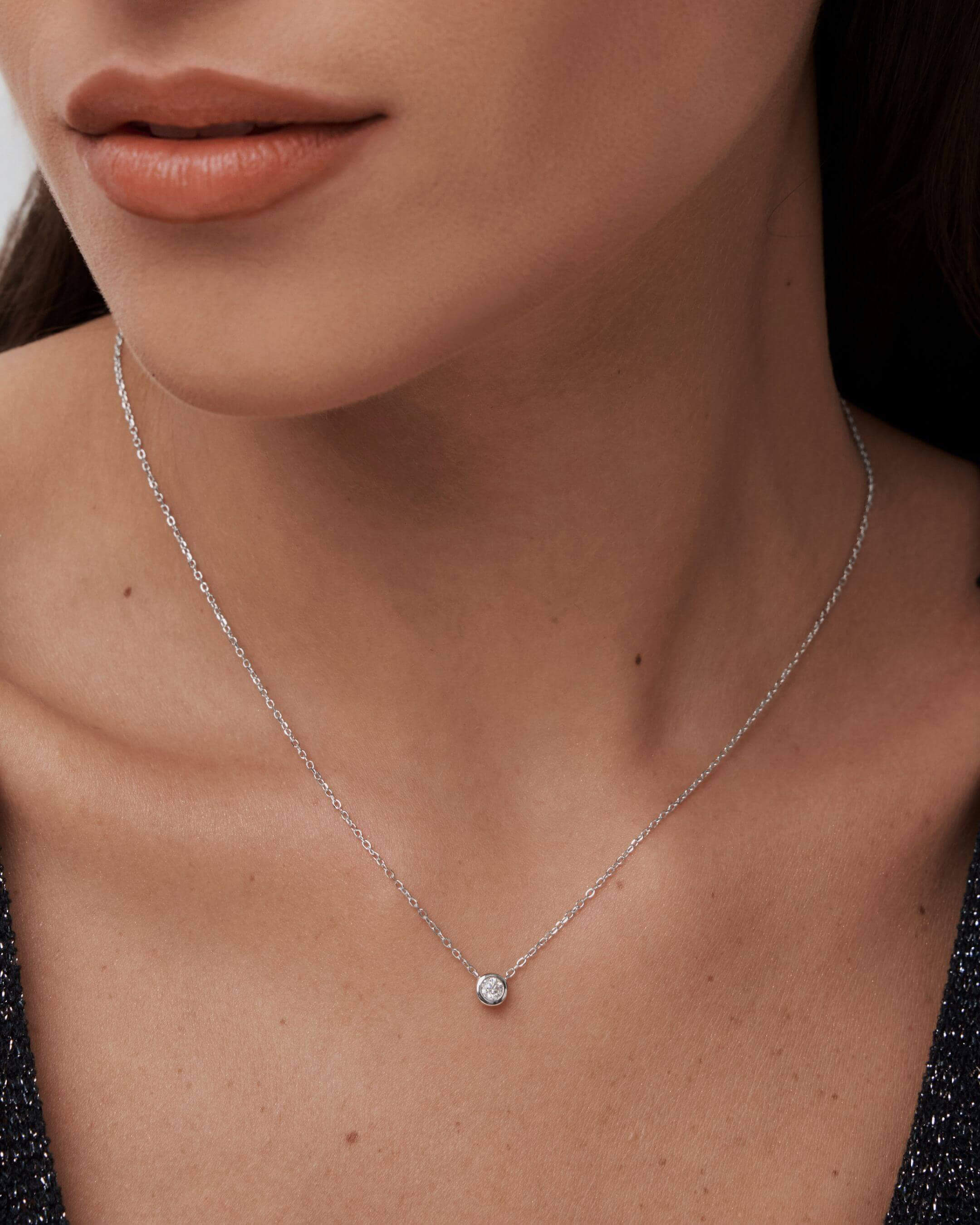 Bezel Set Moissanite Necklace