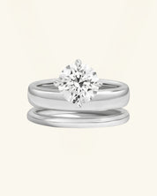 Round-Cut Moissanite Double-Band Solitaire Ring