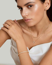 Layered Pavé Moissanite Circle & Bar Necklace