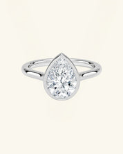 Pear-Cut Moissanite Bezel-Set Solitaire Ring