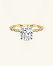 Oval Cut Pavé Hidden Halo Moissanite Ring