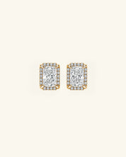 Radiant Cut Halo Moissanite Stud Earrings