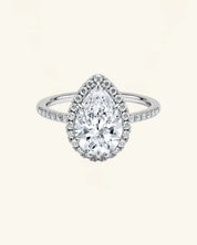Pear Cut Moissanite Halo Pavé Ring