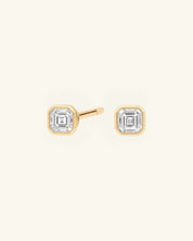 Asscher Cut Bezel Moissanite Stud Earrings